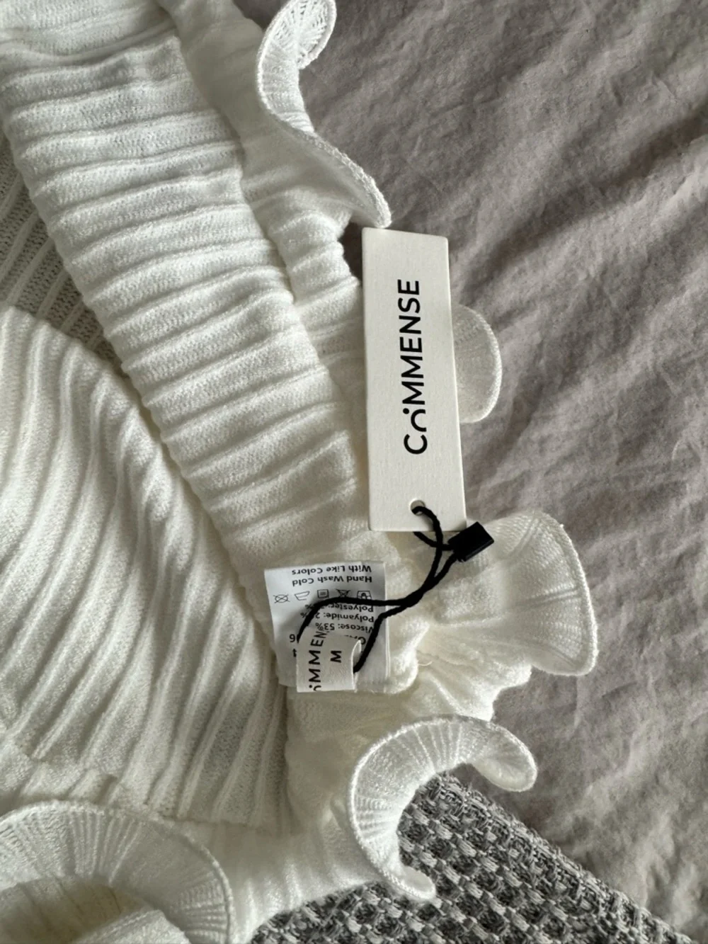 Commense Semi-Sheer Piping Ruffle Drawstring Knit Dress - Picture 5 of 5